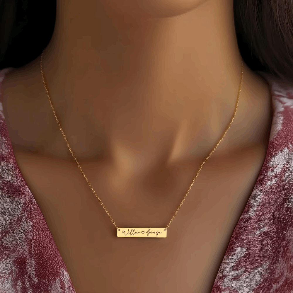 18K Gold Personalized Minimalist Bar Name Necklace