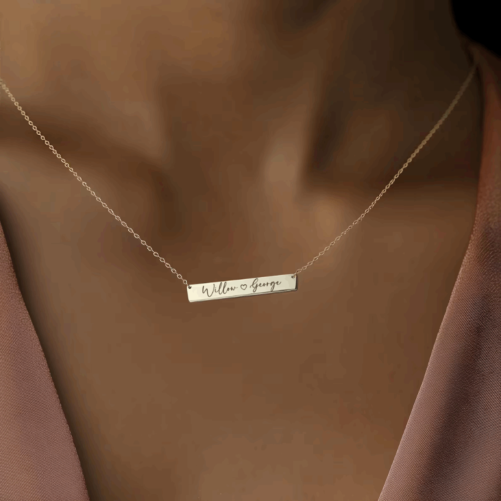 18K Gold Personalized Minimalist Bar Name Necklace