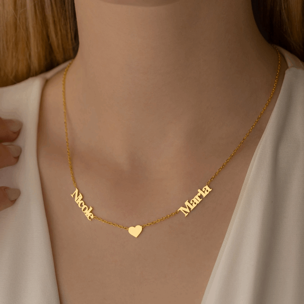 Two Name Heart Necklace
