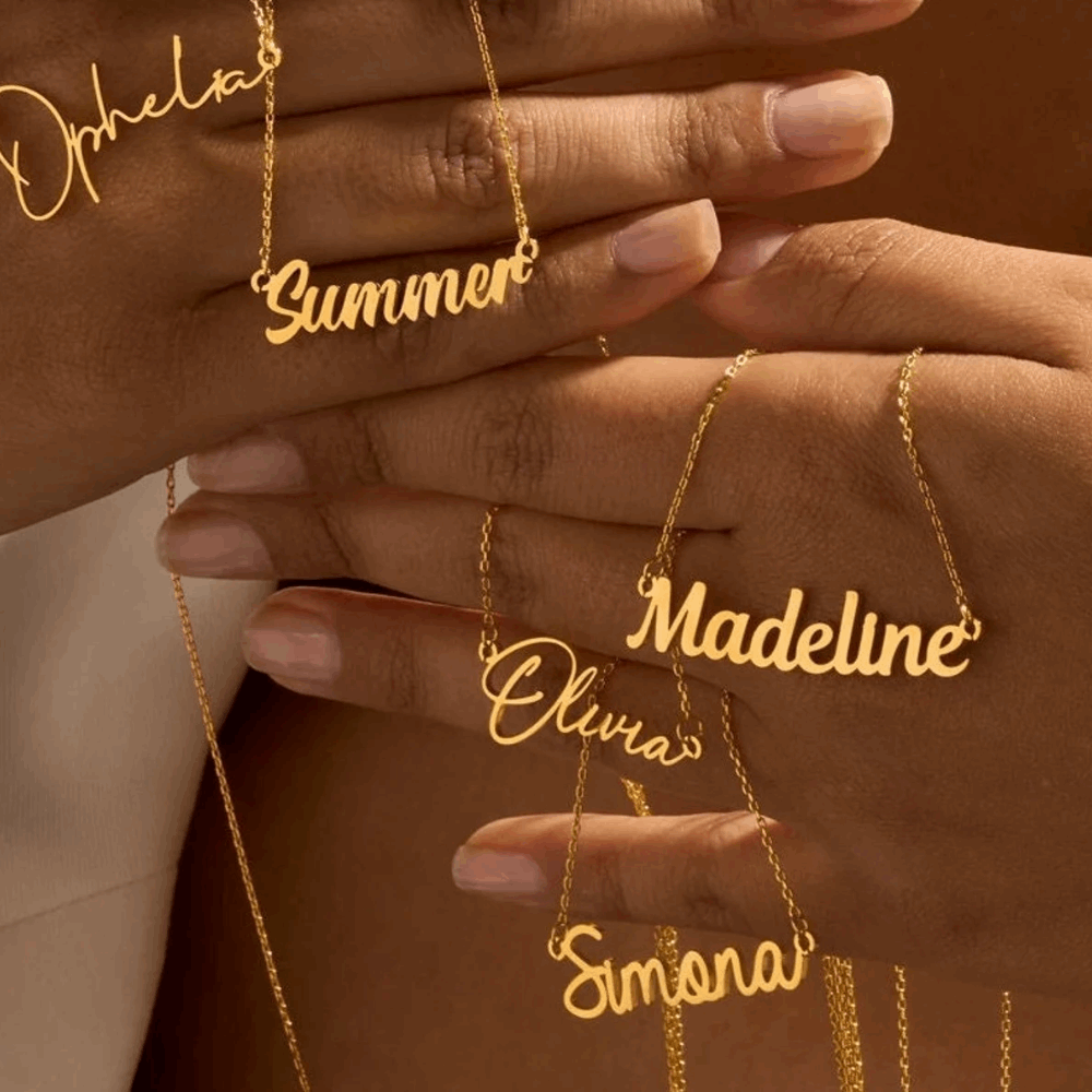Custom Name Necklace, 18K Gold Silver Rose Gold Plating | Personalized Name Necklace