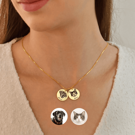 Custom Pet Portrait Name Necklace