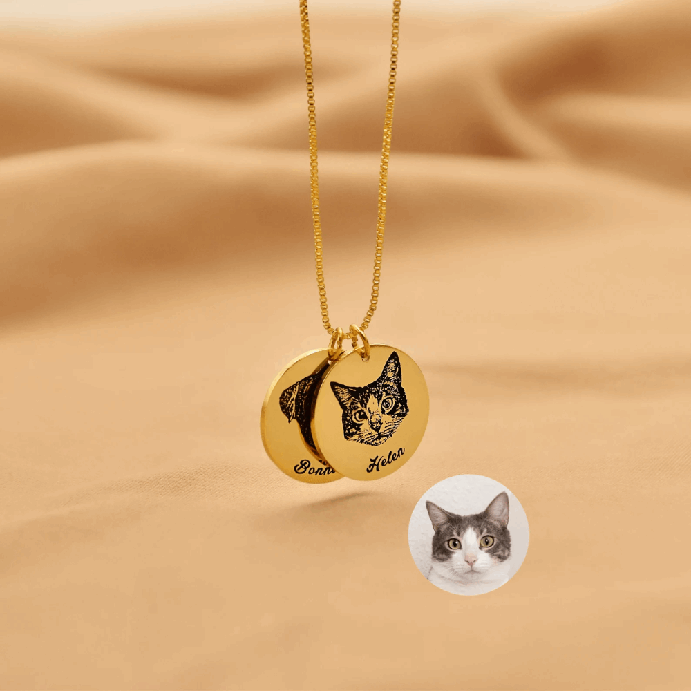 Custom Pet Portrait Name Necklace