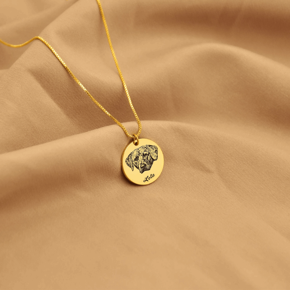 Custom Pet Portrait Name Necklace
