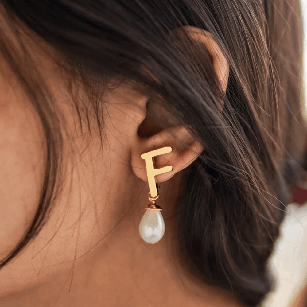 Pearl Initial Earrings
